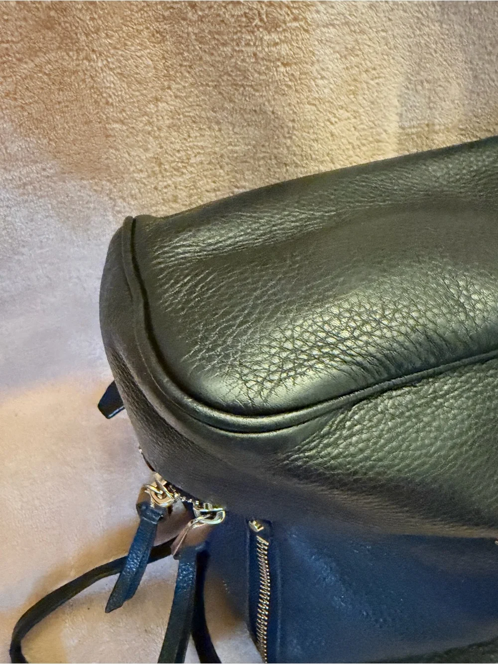 Michael Kors Black Pebbled Leather Small Backpack with Gold Hardware